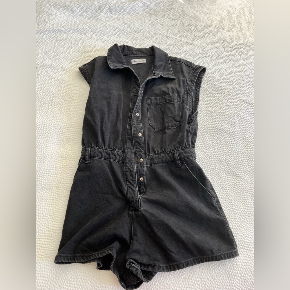 Black Denim Romper